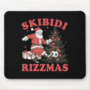 Tapis De Souris Père Noël drôle de football Skibidi Rizzmas sapin