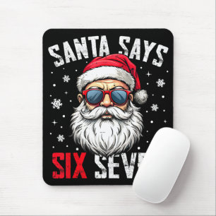 Tapis De Souris Père Noël drôle dit six sept Noël 67 Meme Xmas