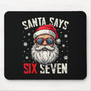 Tapis De Souris Père Noël drôle dit six sept Noël 67 Meme Xmas