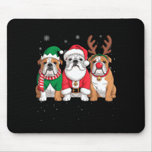 Tapis De Souris Père Noël drôle Renne Chien Bouledogue Anglais Fem