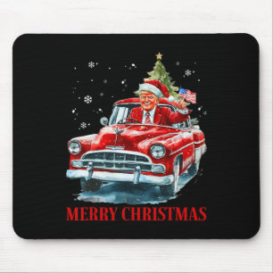 Tapis De Souris Père Noël drôle Trump conduisant un camion rouge J