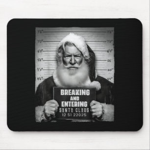 Tapis De Souris Père Noël Entrant en Forçant Mugshot Noël Drôle de
