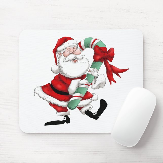 Tapis De Souris Père Noël et canne (Avec souris)
