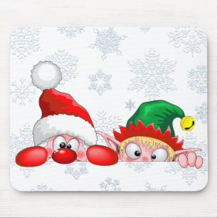 Tapis De Souris Père Noël et Elf Cute et drôle Caractères Pékin