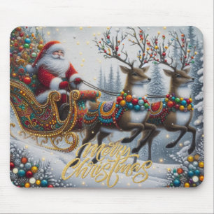 Tapis De Souris Père Noël et rennes de Noël classique/vintage