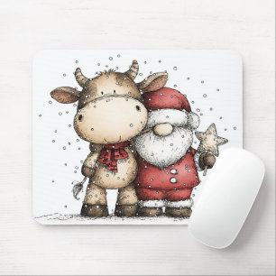 Tapis De Souris Père Noël Fantaisiste & Joie de Noël de Moo-Moo à