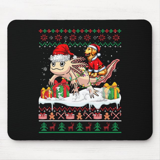 Tapis De Souris Père Noël Golden Retriever équitation Axolotl Chri (Devant)