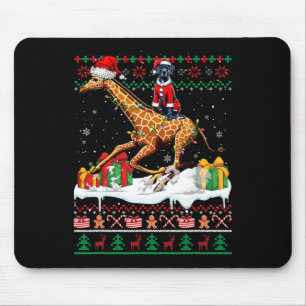 Tapis De Souris Père Noël Great Dane Riding Giraffe Sweat de Noël