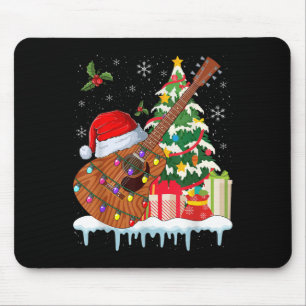 Tapis De Souris Père Noël Guitare Chapeau Noël Musiciens Guitares