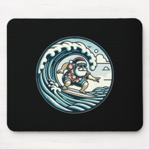 Tapis De Souris Père Noël Hawaïen Surf Noël Aloha Tropi