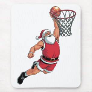 Tapis De Souris Père Noël Jouer au basket-ball Noël Amateurs de sp