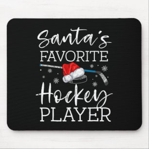 Tapis De Souris Père Noël Joueur de hockey favori Fun Pajama Chris