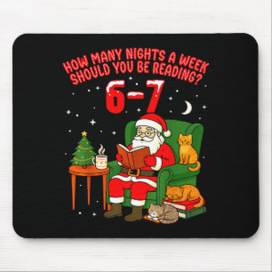Tapis De Souris Père Noël lisant 67 Chat Noël Six Sept Professeur