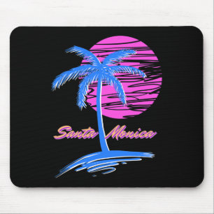 Tapis De Souris Père Noël Monica Beach Outrun 80s Vaporwave esthét
