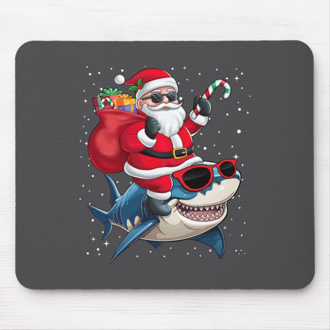 Tapis De Souris Père Noël Monte Un Requin Noël Garçon Fille Enfant (Devant)