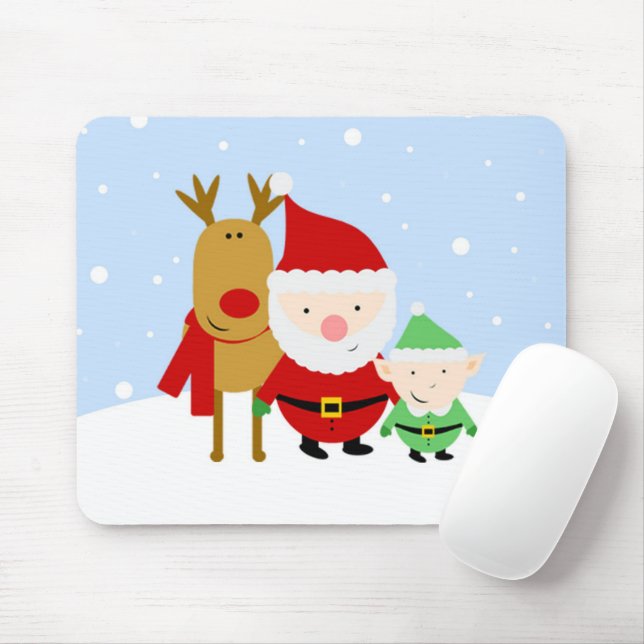 Tapis De Souris Père Noël, Reindeer et elfe sur le carnet de la So (Avec souris)