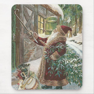 Tapis De Souris Père Noël Sapin de Noël Sac de Jouets Cottage