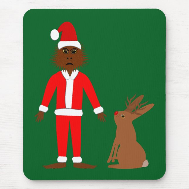 Tapis De Souris Père Noël Sasquatch et Jackalope Noël (Devant)
