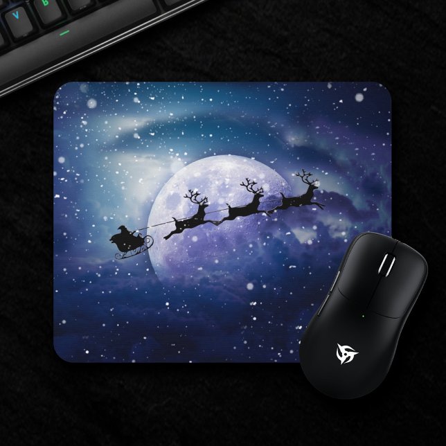 Tapis De Souris Père Noël Sleigh | Imaginaire Galaxy Christmas Nig (Créateur téléchargé)