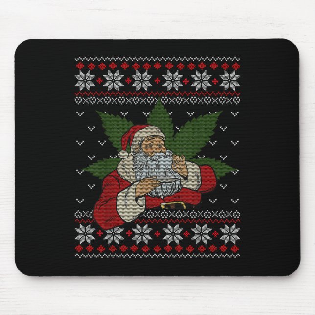 Tapis De Souris Père Noël Stoner Fumer Weed Humour Vilain Noël (Devant)