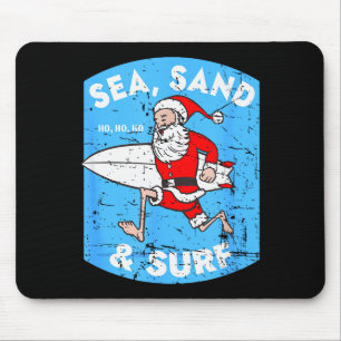 Tapis De Souris Père Noël surfeur - Père Noël de surf de Noël