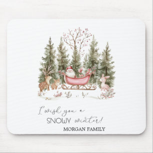 Tapis De Souris Père Noël,Traîneau,Forêt Cadeaux de Noël