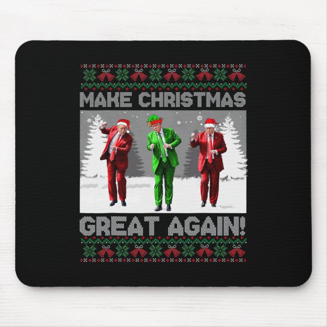 Tapis De Souris Père Noël Trump Danse Rendre Noël super moche (Devant)