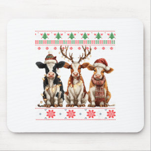 Tapis De Souris Père Noël Vache Mignonne Lumières de Noël Sweat de