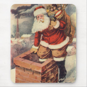 Tapis De Souris Père Noël victorien de Noël vintage dans une chemi