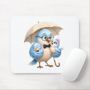 Tapis de souris Père Oiseau Famille Design