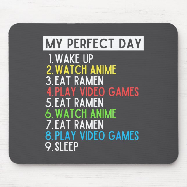 Tapis De Souris Perfect Day Anime Gaming Ramen Lover Funny Eat Sle (Devant)