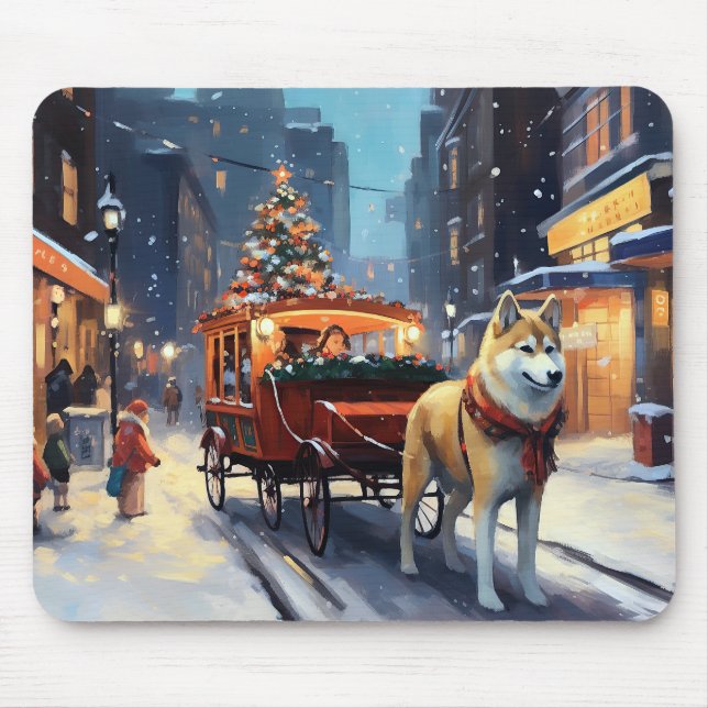 Tapis De Souris Période de fêtes d'Akita de Noël (Devant)