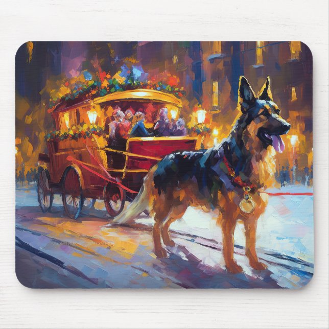 Tapis De Souris Période de fêtes de Noël du Berger Allemand (Devant)