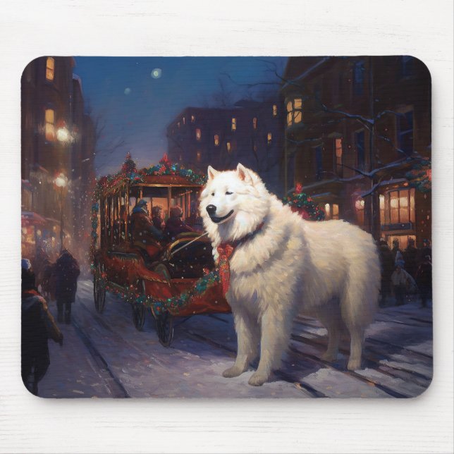 Tapis De Souris Période de fêtes de Noël Samoyède (Devant)