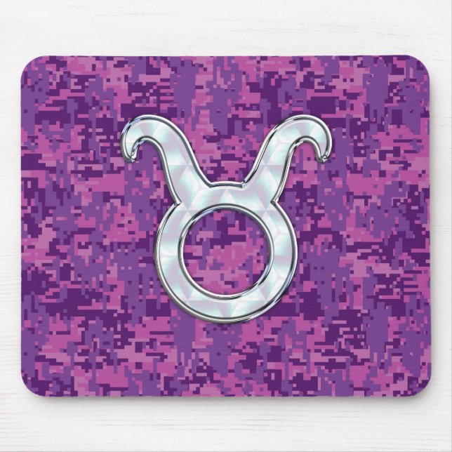 Tapis De Souris Perle rose Comme Taurus Zodiac Connexion Camo numé (Devant)