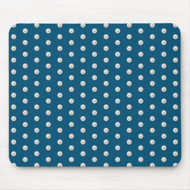 Tapis De Souris perles blanches sur bleu turquoise (Devant)