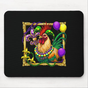 Tapis De Souris Perles de poulet Mardi Gras Carnaval Agriculteur a