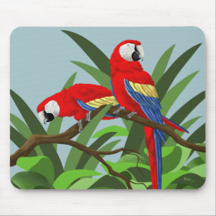 Tapis de souris Perroquet Ara Écarlate Rouge
