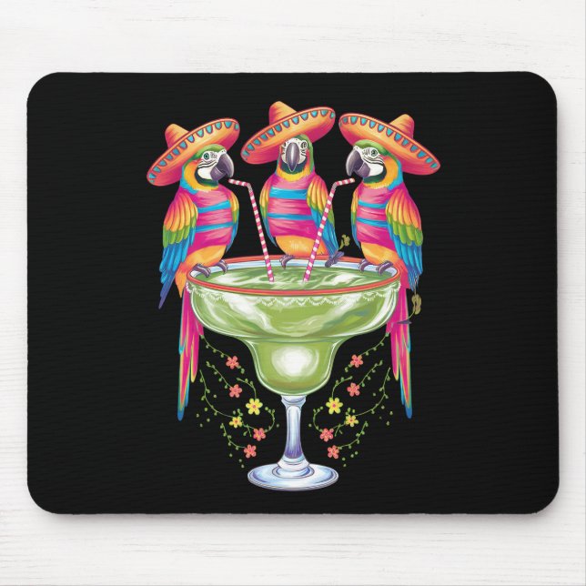 Tapis De Souris Perroquet Cinco De Mayo Drôle de Boisson Fiesta Me (Devant)
