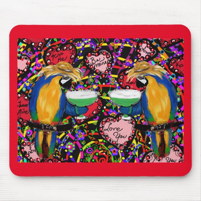 Tapis De Souris Perroquets de la Saint-Valentin (Devant)