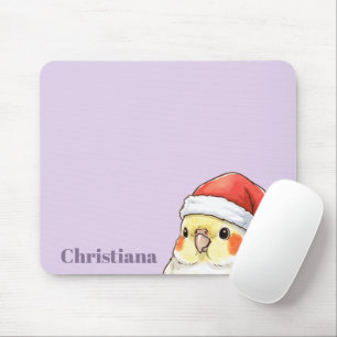 Tapis De Souris Perruche calopsitte personnalisée portant un chape