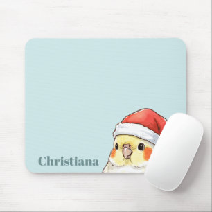 Tapis De Souris Perruche personnalisée portant un chapeau de Père