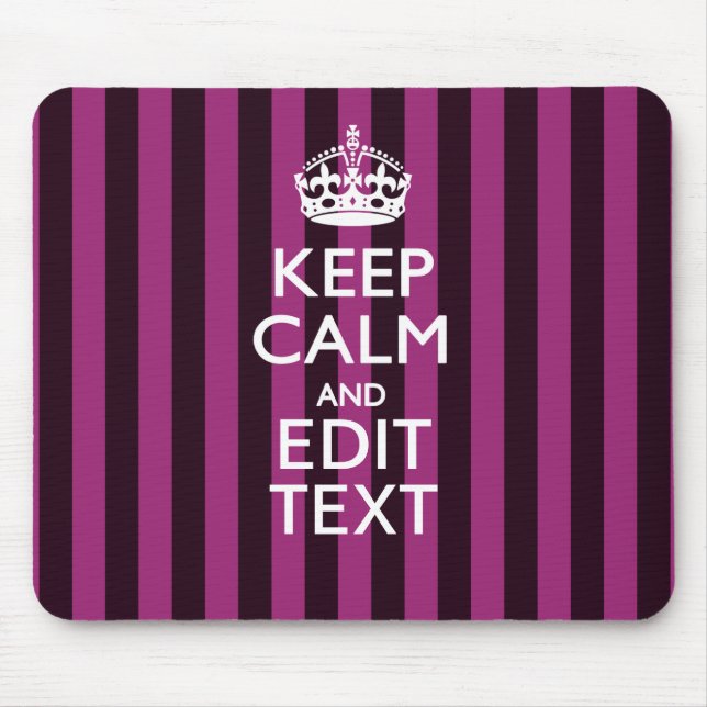 Tapis De Souris Personalisé KEEP CALM Votre Texte Fuchsia Stripes (Devant)