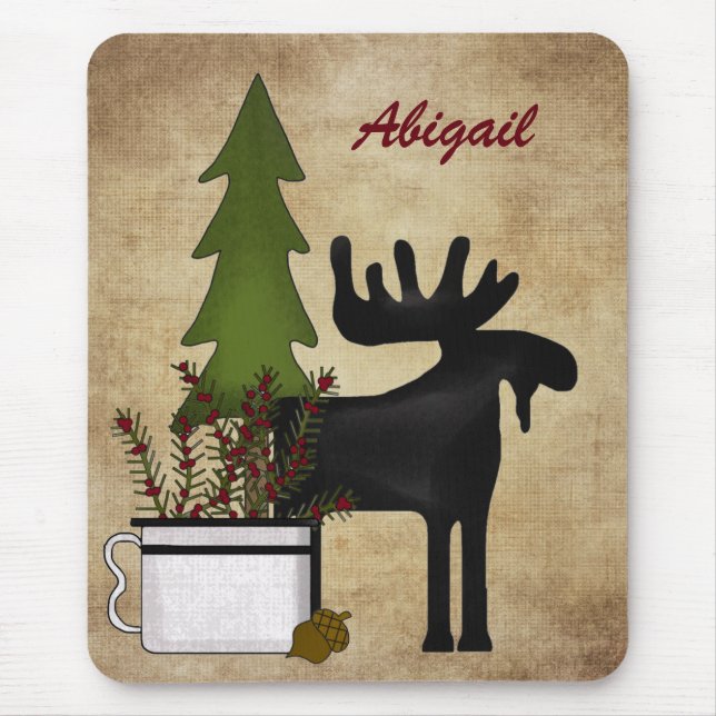 Tapis De Souris Personalisé Rustic Mountain Moose Mousepad (Devant)