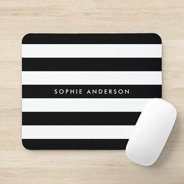 Tapis De Souris Personalized Black and White Stripes (Créateur téléchargé)