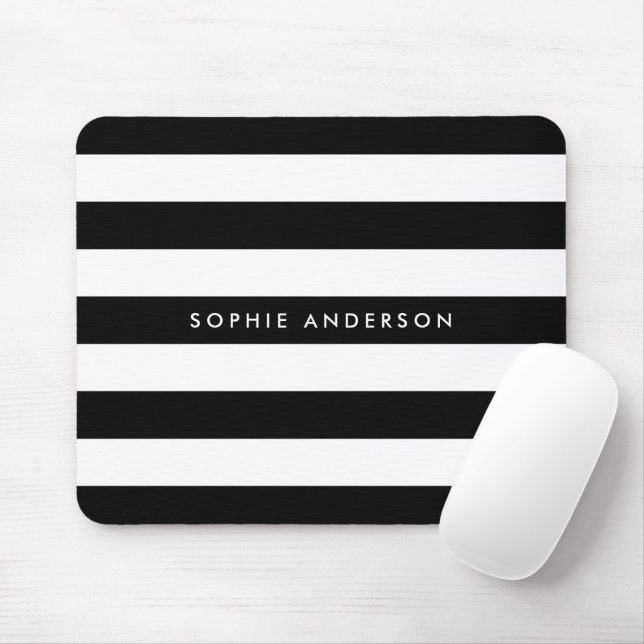 Tapis De Souris Personalized Black and White Stripes (Avec souris)
