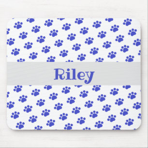 Tapis De Souris Personalized Blue Paw Print Pattern