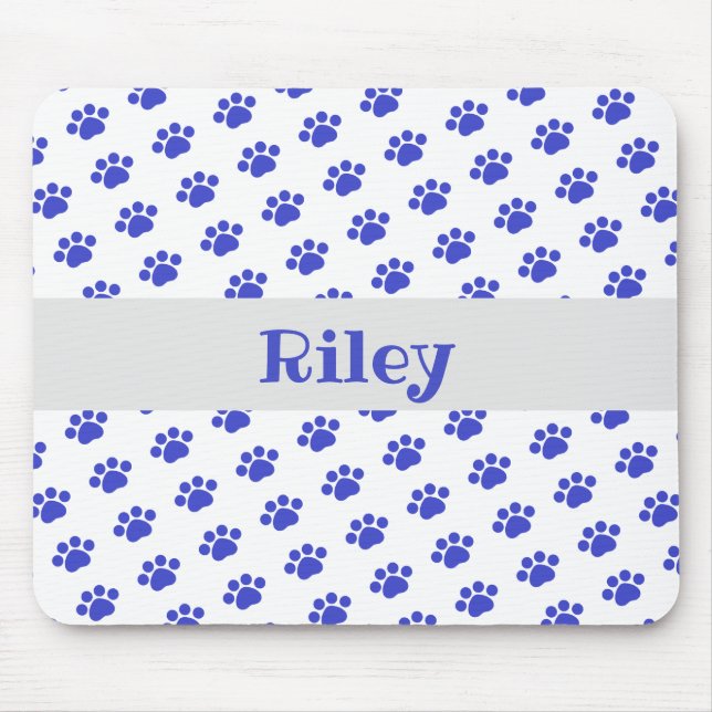 Tapis De Souris Personalized Blue Paw Print Pattern (Devant)