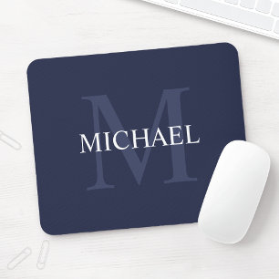 Tapis De Souris Personalized Classic Monogram and Name Navy Blue
