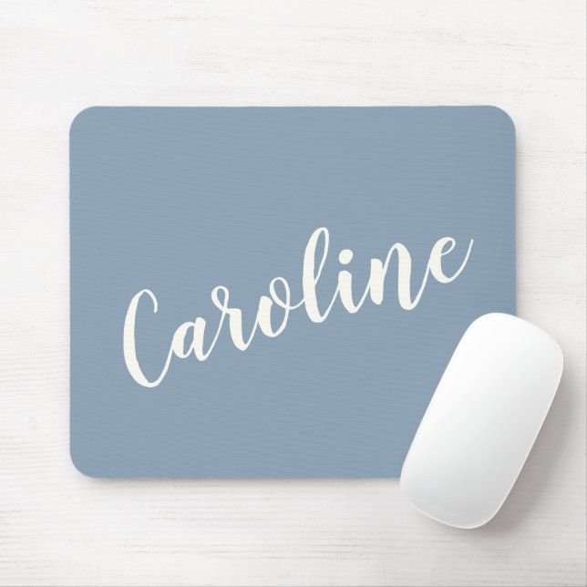 Tapis De Souris Personalized Minimalist Calligraphy Name in Blue   (Avec souris)